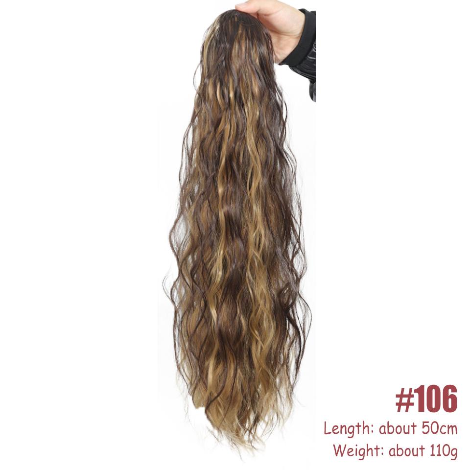 WTB 20 Inch Drawstring Ponytail Synthetic Wig Small Roll Drawstring Long Ponytail Natural Fluffy Gradient Drawstring Ponytail