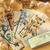 50Pcs Retro Striped Sticker Book Plant & Butterfly Poster Theme Journal DIY Collage Decor Supplies