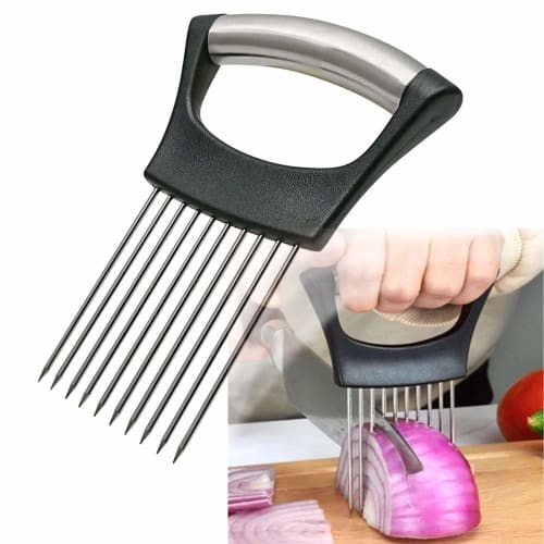 Stainless Steel Onion Holder for Slicing, Onion Slicer Holder, Onion Cutter for Slicing Onions, Tomatoes, Avocados, Eggs and Other Vegetables, Kitchen