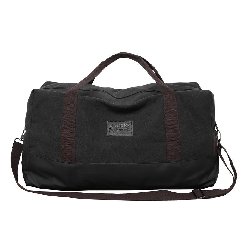 

Men s Short Trip Leisure Sports Design Hand-travel Bag Canvas Color-blocking Wear-resistant Luggage Bag чёрный