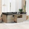 7 Piece Garden Sofa Set with Cushions Light Grey Poly Rattan