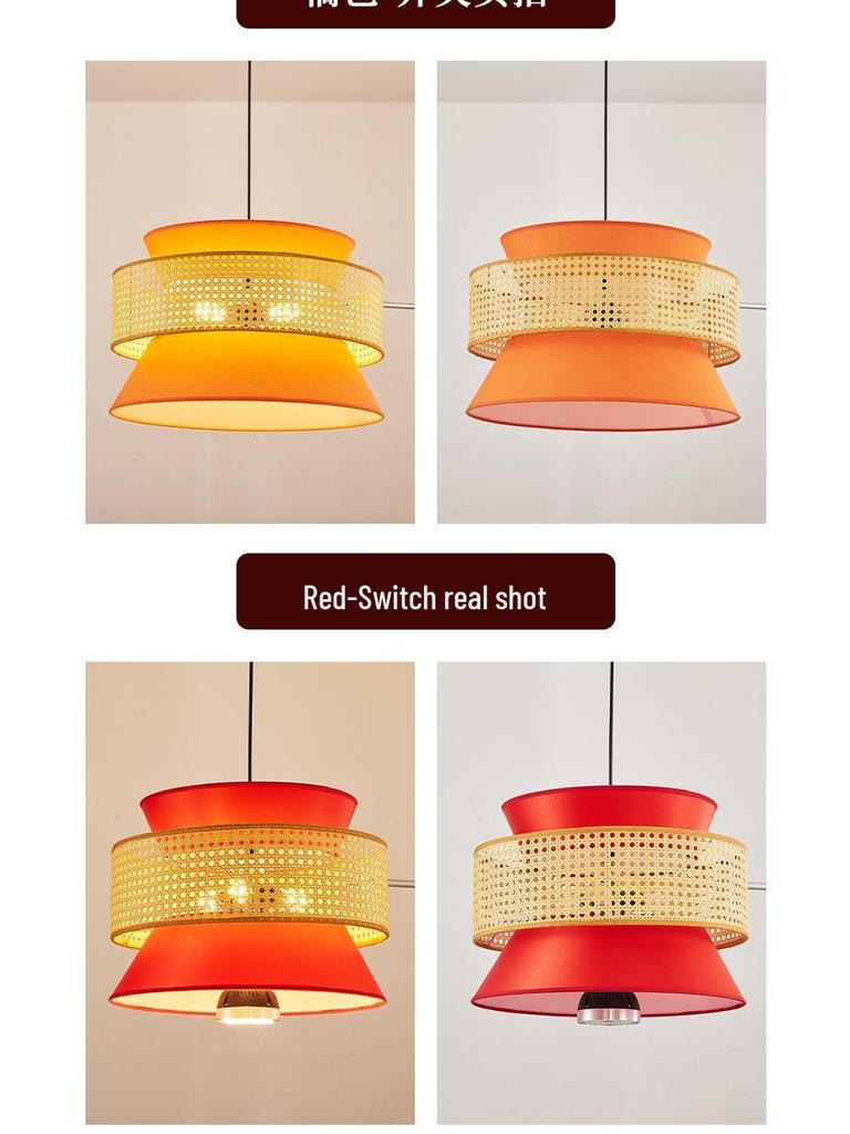 Chinese Style Rattan Weave Chandelier for Dining Room, Teahouse, Restaurant, Bar, and Cafe