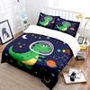 Dinosaur Space Adventure Pattern Duvet Cover Set Digital Print Colorful Polyester Bedding With Zipper Closur For Kids Gifts