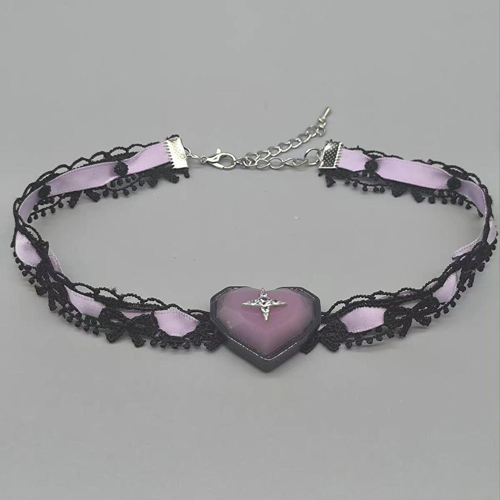 Sweet Heart Pendant Lace Choker Necklace - Cool Style for Women