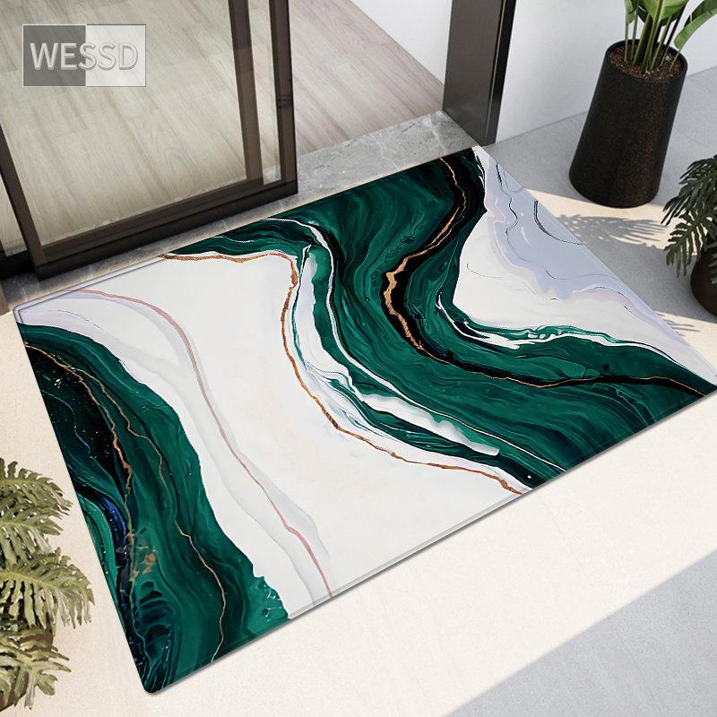 Green White Abstract Painting Rug For Kitchen Floor Small Living Room Carpet Soft Fashion Bedroom Mat Bathroom Rug