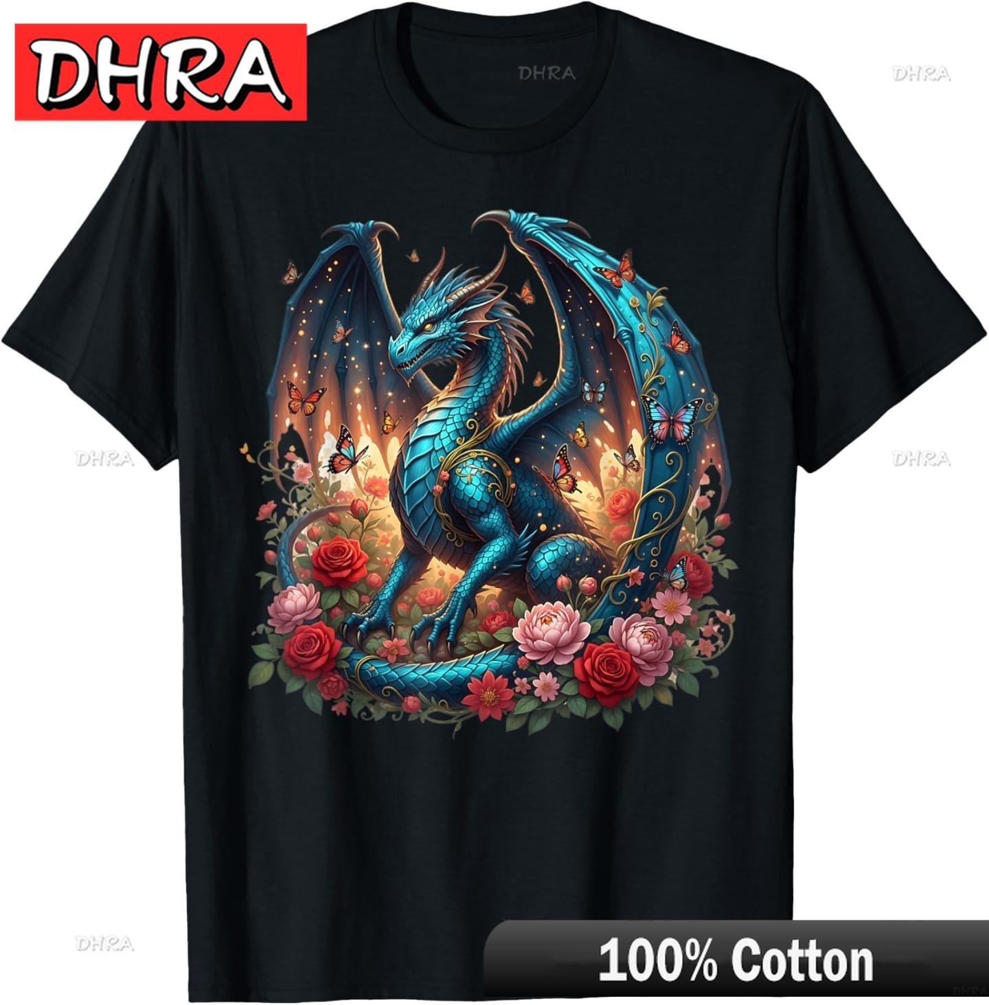 Japanese Dragon Butterflies Asian Roses Blossoms Dragon TShirt Colorful Unique Tees Shirts for Vocation TShirt Japan Teen S
