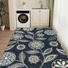Gedrukt Bloemig Flanellen Tapijt Blauw Wit Patroon Keuken Wasruimte Vloermat Antislip Zacht Tapijt Woondecoratie Voor Badkamer En
