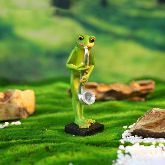 Musical Instrument Frog Figurine Cello Violin Saxophone Bass Frog Statue Resin Sculpture