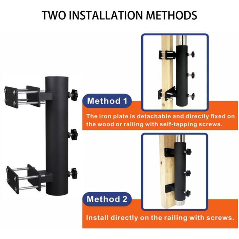 Good-Patio Umbrella Holder For Deck Railing, Adjustable Heavy Duty Mount For Courtyard Balcony