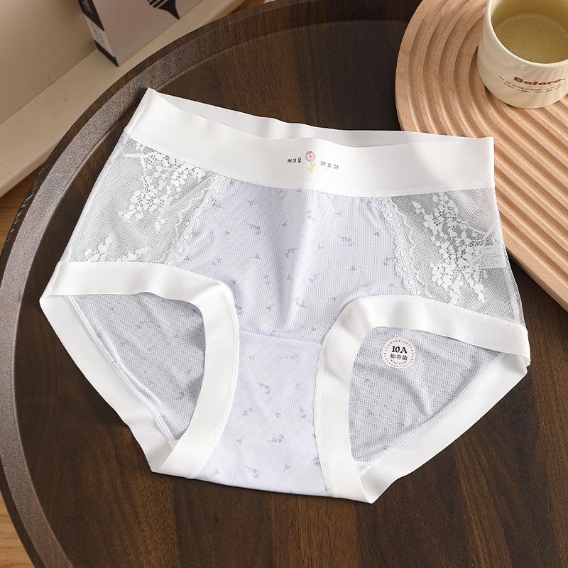 Women Panties Sexy Lace Briefs High Waist Plus Size Crotch Breathable Underpants Lingerie Ladies Underwear XXXL