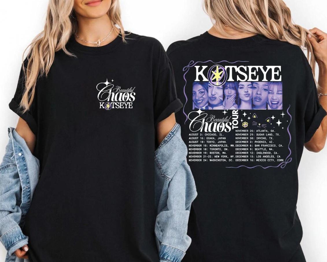 KATSEYE Tour 2026 Shirt Beautiful Chaos Concert Tee Kpop Graphic Top M