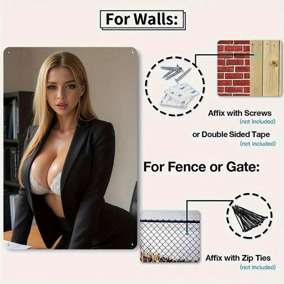 Vintage Modern Minimalist Women's Portrait Aluminum Wall Decor - Elegant Professional Lady Art for Living Room Bedroom Office Ca