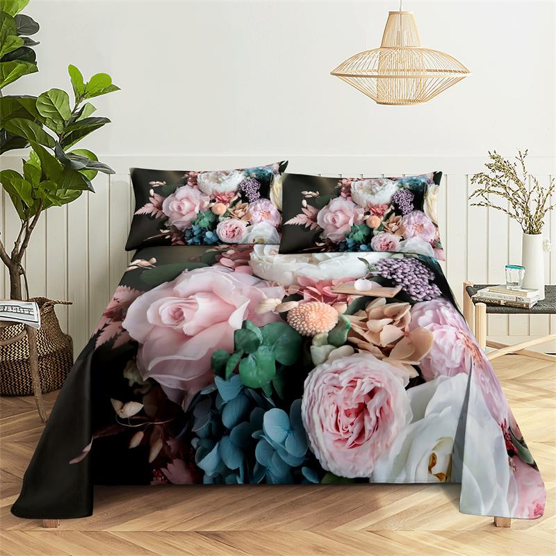 Red Rose Duvet Cover Set 3D Print Romantic Theme Valentine's Day Gift Polyester Comforter Cover with Pillowcase King Queen Size