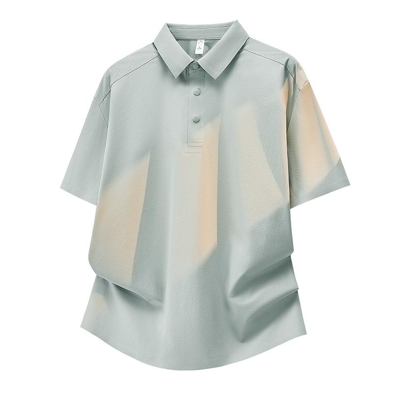 Polo shirt men's ice silk nylon high-end seamless business casual ice-feel lapel men's short-sleeved T-shirt quick-drying