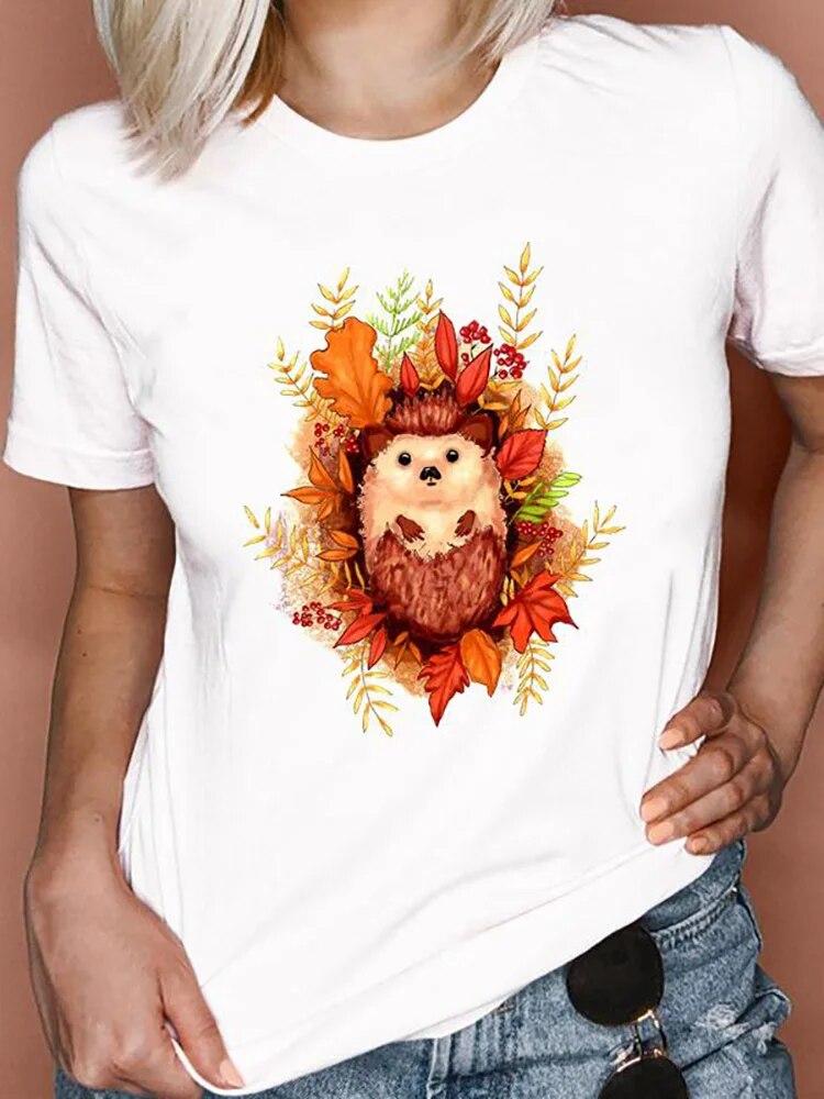 Women T Shirts Cartoon Bee Floral Queen Fashion Print Female Graphic T Top Female 90S Clothing Short Sleeve Shirt Tee T-Shirt