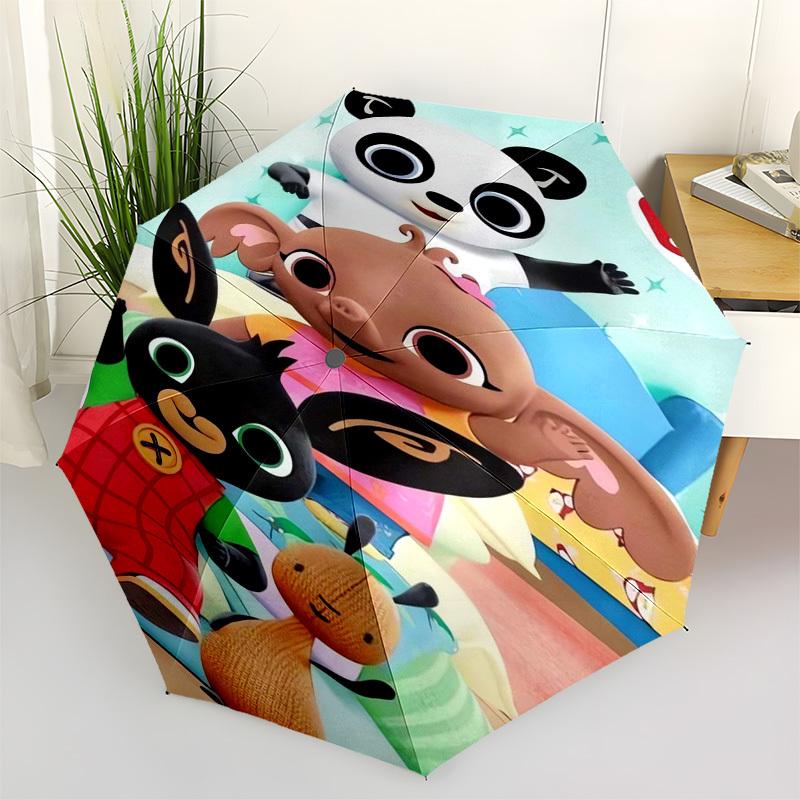 

Panda Bing Bunny Themed Automatic Opening and Closing Umbrella, Compact Travel Umbrella, Lightweight and Portable, Suitable for Beach Commut