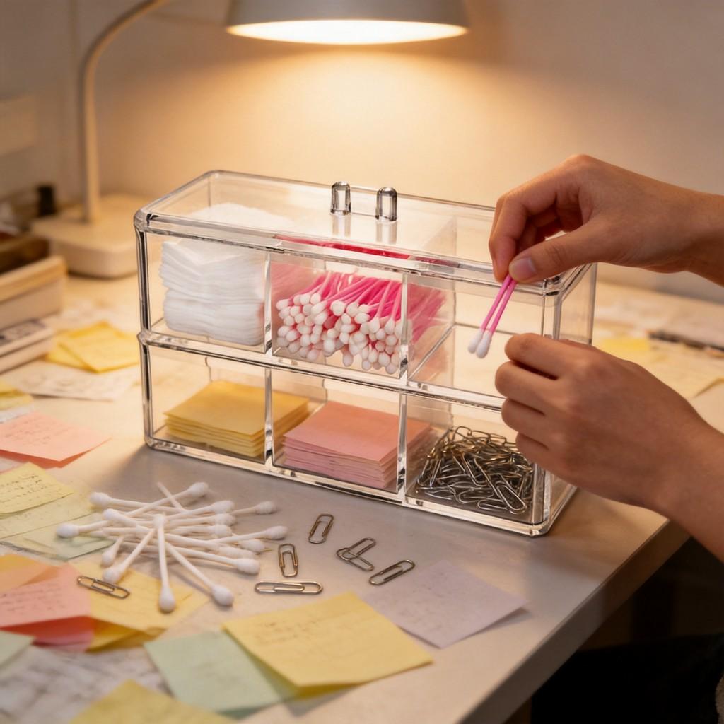 Acryl Rechteckige Schreibtisch-Aufbewahrungsbox Mit Deckel Für Schmuck Und Make-up-Organizer