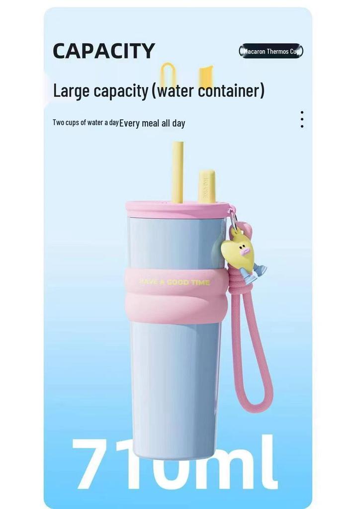 316 Stainless Steel Portable Thermos Cup with Giant Straw for Coffee or Ice Water