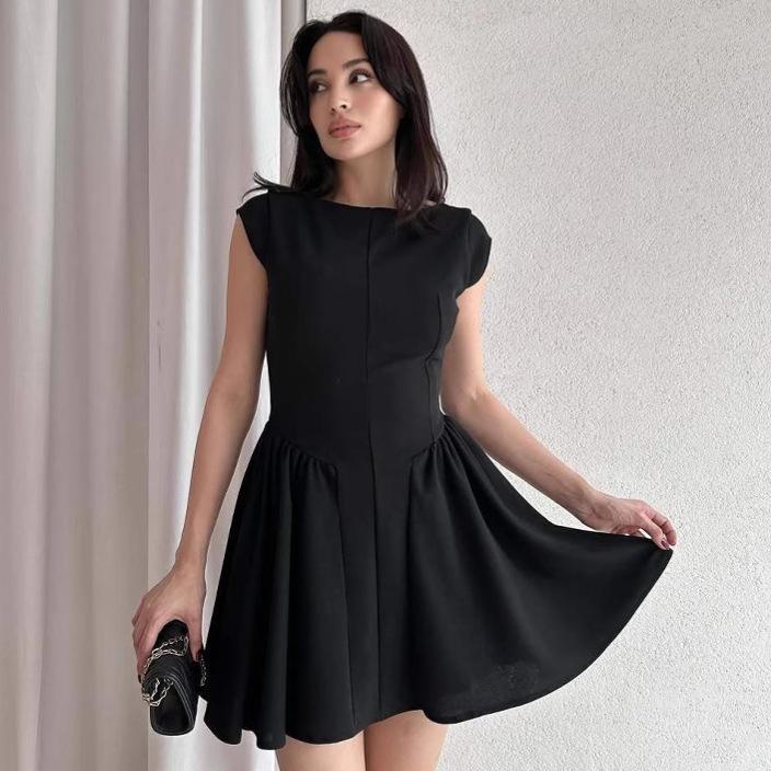 Summer 2025 European & American Women s Backless Bandage Sleeveless Slimming Short Dress XXL чёрный