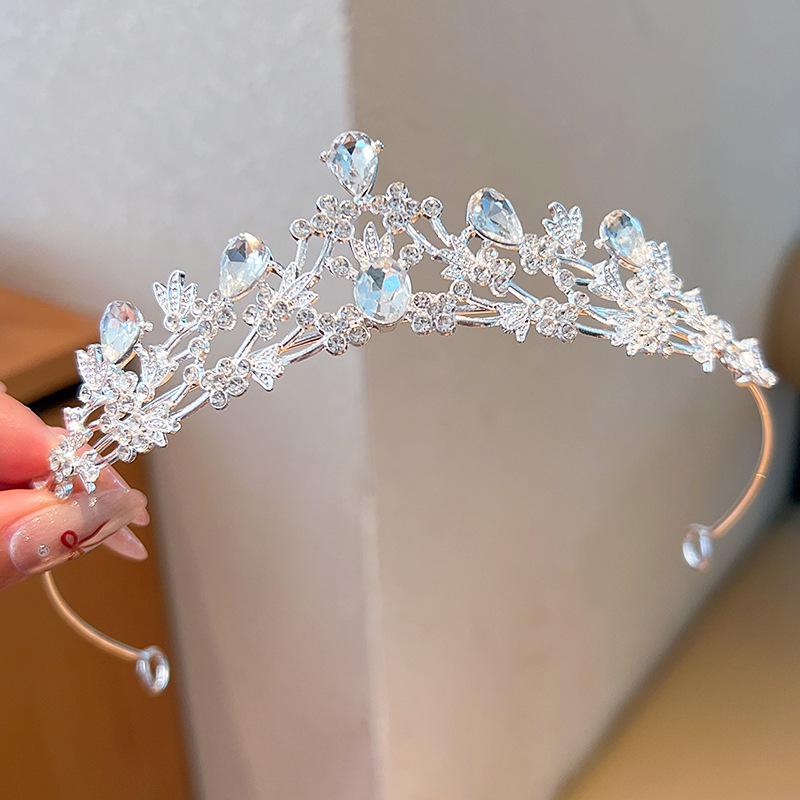 Elegant Princess Crystal Crown for 18th Birthday or Party Performance серебряный