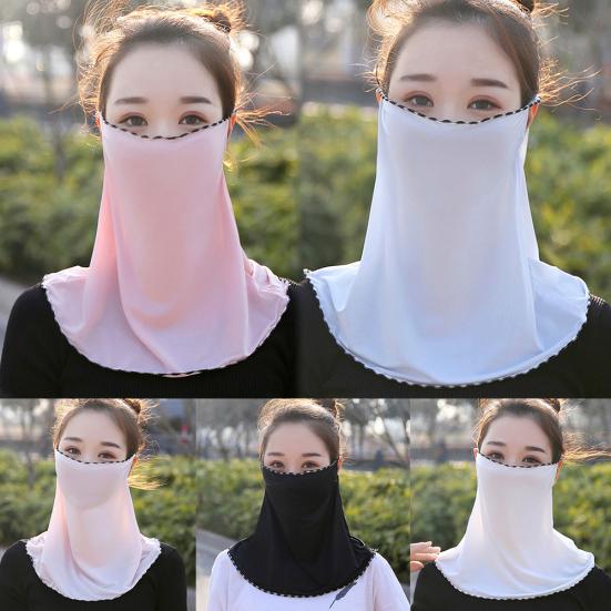 Women Floral Soft Chiffon Anti Dust Sun Protection Face Cover Neck Gaiter Scarf