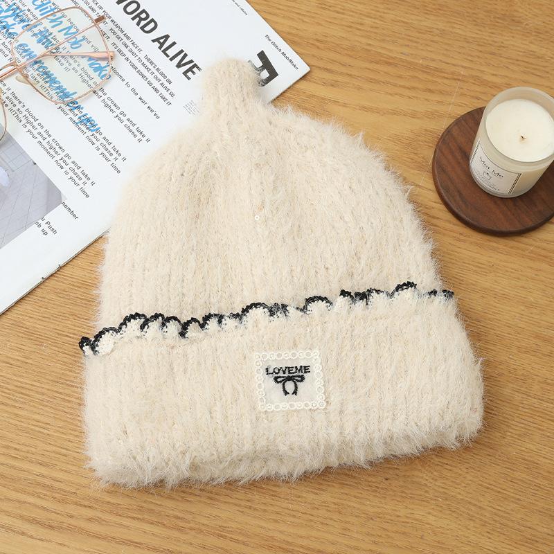 Women's Cold-proof Plush Hat Autumn and Winter Fashion Plush Thickened Thermal Hat Big Head Circumference Pullover Hat