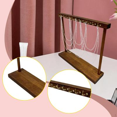 DIY Wooden Necklace Holder, Hanging Hooks, Jewelry Display Stand for Dressing Table, Showcase,