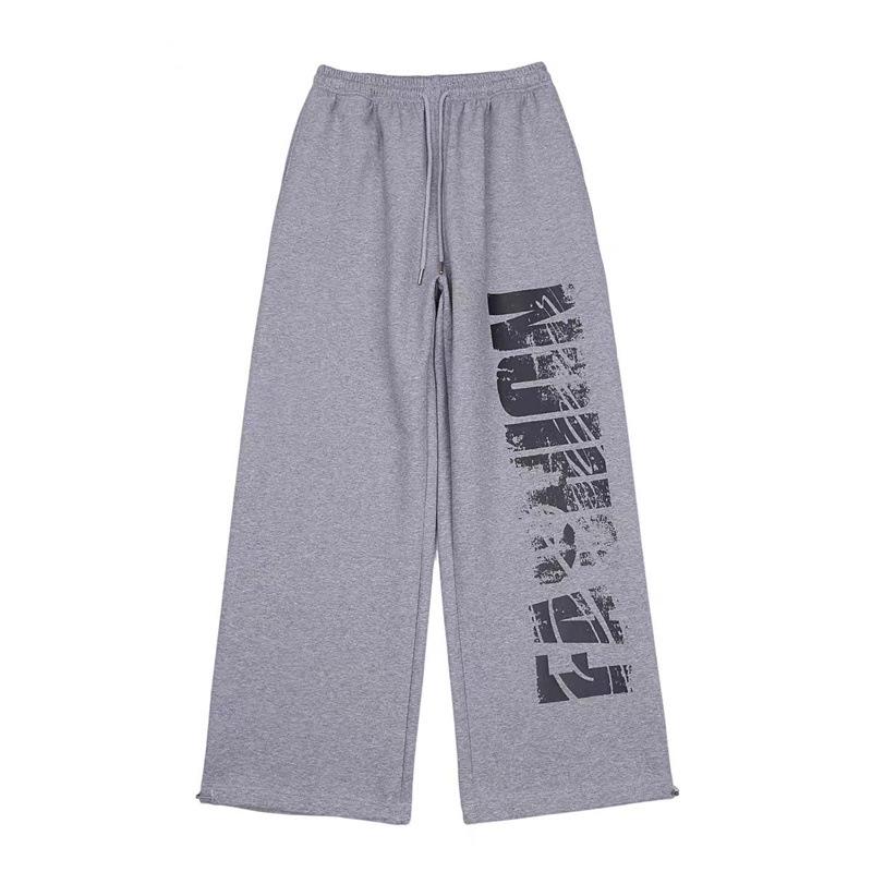 

Women s Retro Flame Print Wide-Leg Sweatpants - Jazz Hip Hop Style M сірий колір