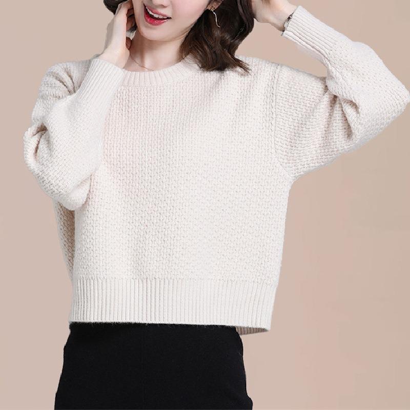 Small lazy short sweater women's loose casual top autumn and winter new knitted bottoming shirt