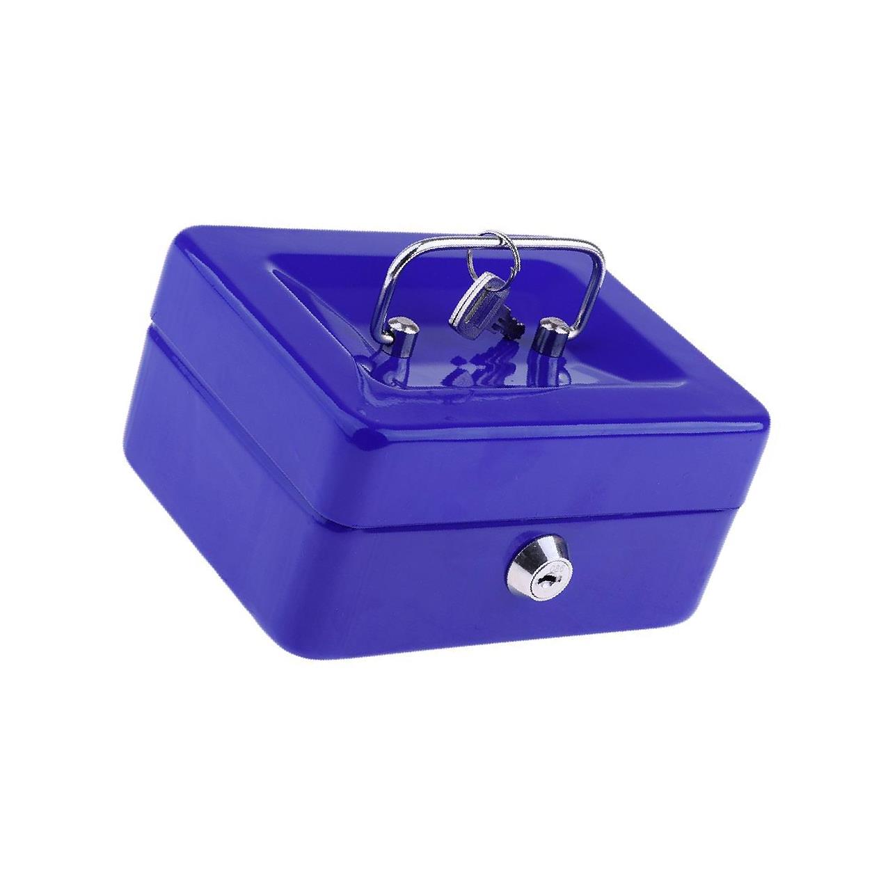

Practical Blue Stainless Steel Security Lock Safe Metal Money Box