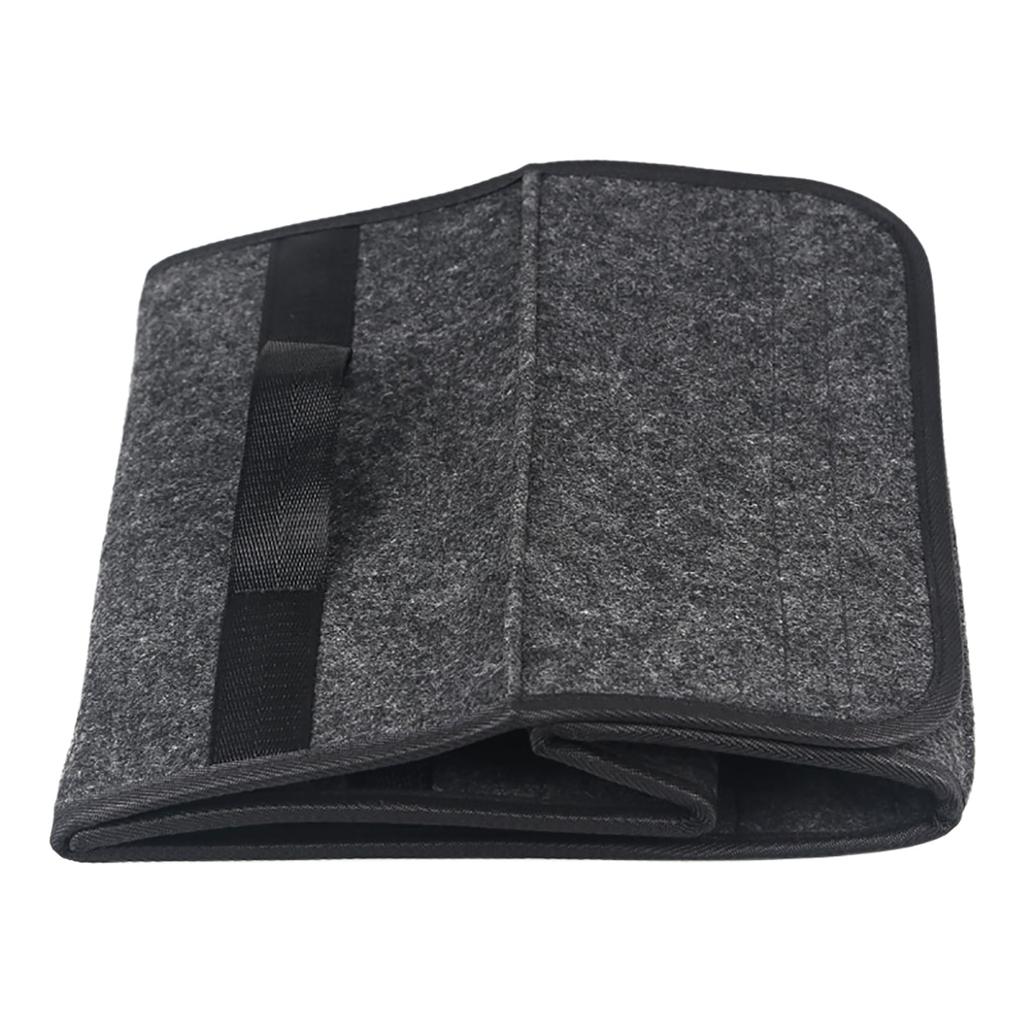 Multifunctional Car Trunk Storage Made of Felt Material with Dark Gray Box, Foldable, Non-Slip Handles, High-Quality Texture, (301629cm)