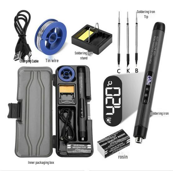 Cordless USB Digital Display Soldering Iron with 1000mAh Battery, Portable Internal Heating Tool for Household Use