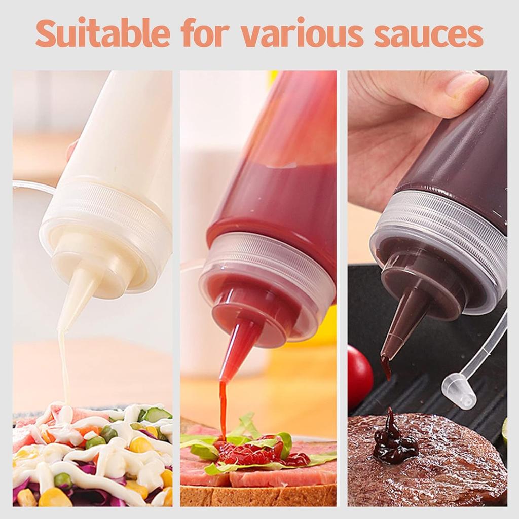 Large Squeeze Condiment Bottles with Nozzles Ketchup BBQ Sauces Olive Oil Bottle Dispenser Squeeze Sauce Bottle Kitchen Gadget