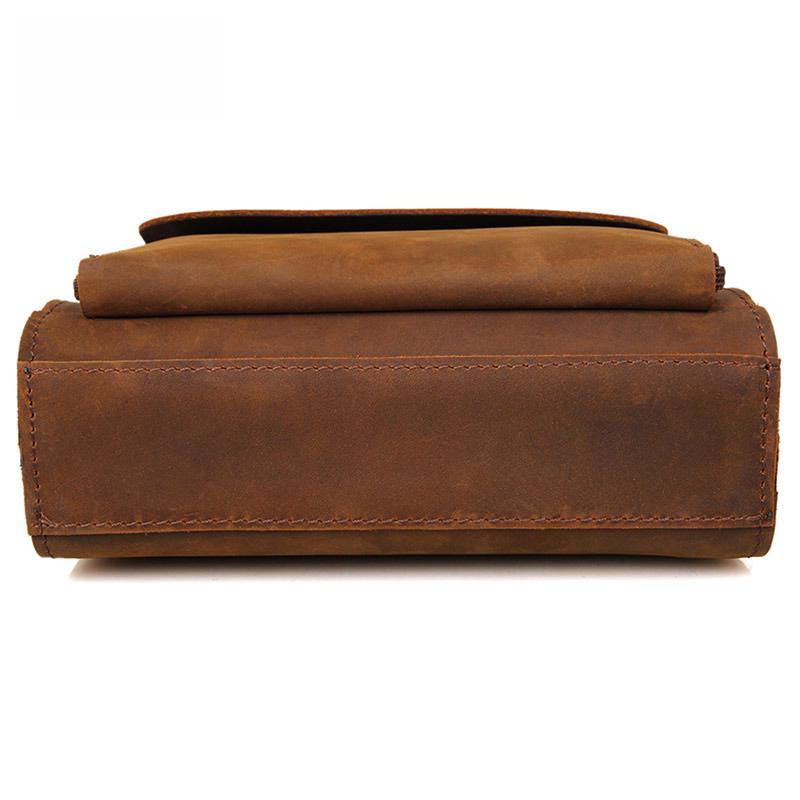 Vintage Genuine Leather Large Capacity Men's Messenger Bag - Crazy Horse Cowhide Shoulder Bag