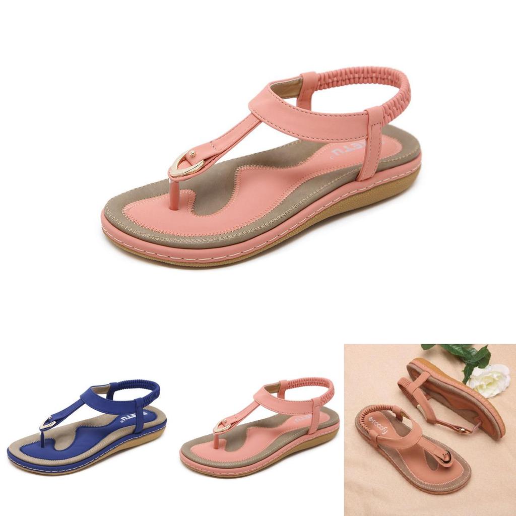 Stilvolle Socofy Damen Elastische Zehensteg-Flachsandalen für den Strand mit Hochwertigem Silikon