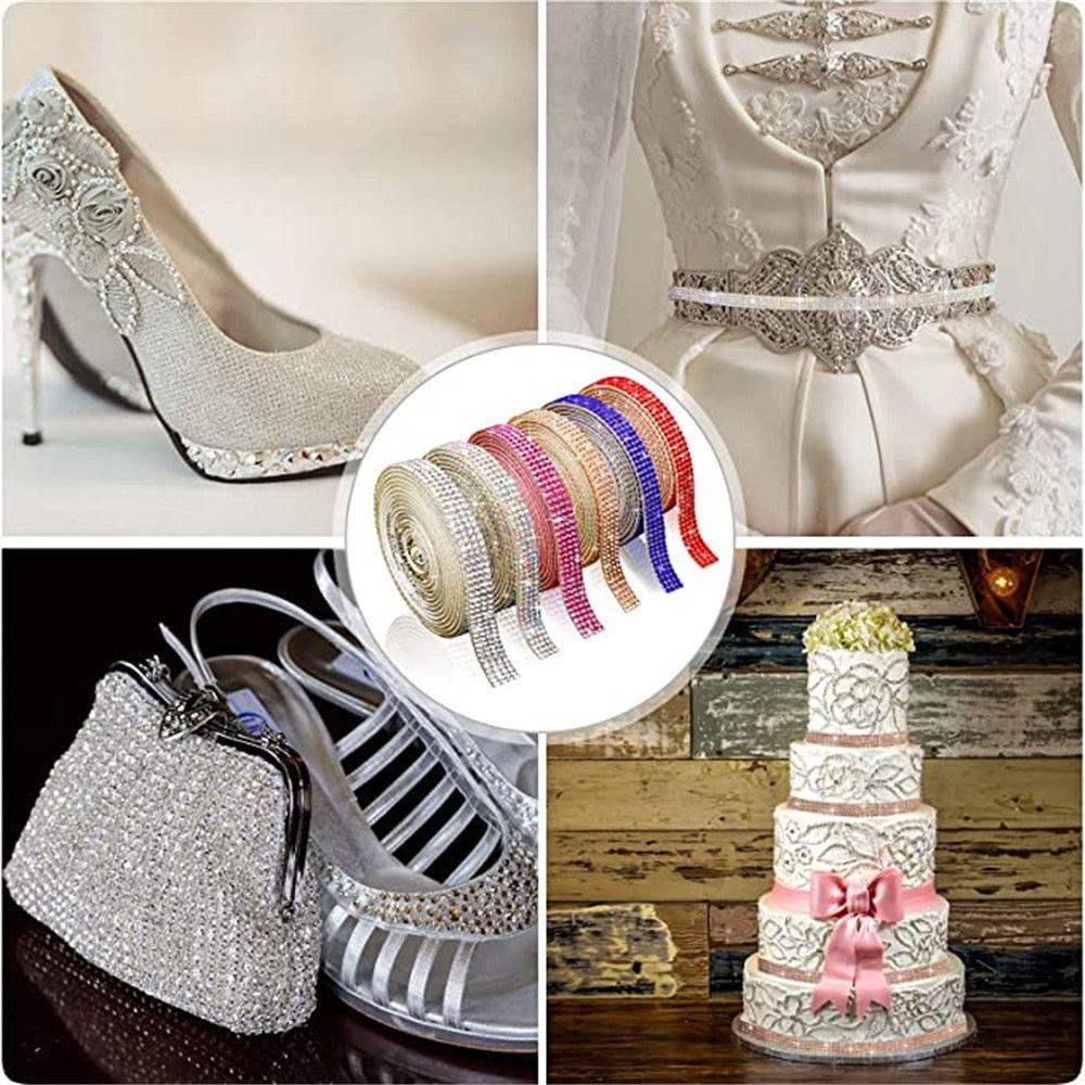 Colorful Crystal Sticker Phone Decoration Glitter Diamond Ribbon Trim Tape Self-Adhesive Rhinestone