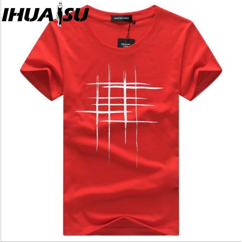 IHUASU Bavlněné tričko s krátkým rukávem Pánská móda Košile s volným polovičním rukávem Košile s potiskem