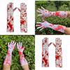 Bloody White Skeleton Halloween Gloves For Costume Party