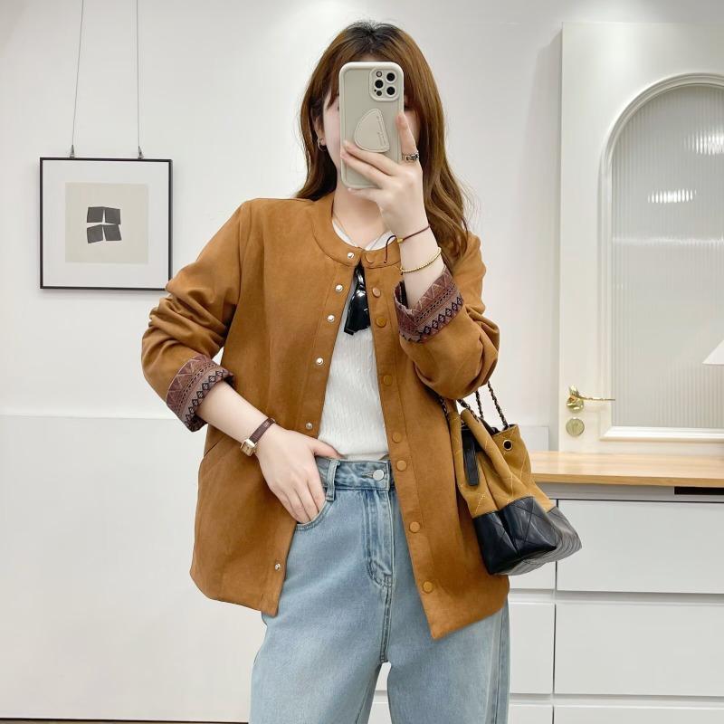 Plus Size Women Suede Open Front Jacket Casual Commuting Outerwear