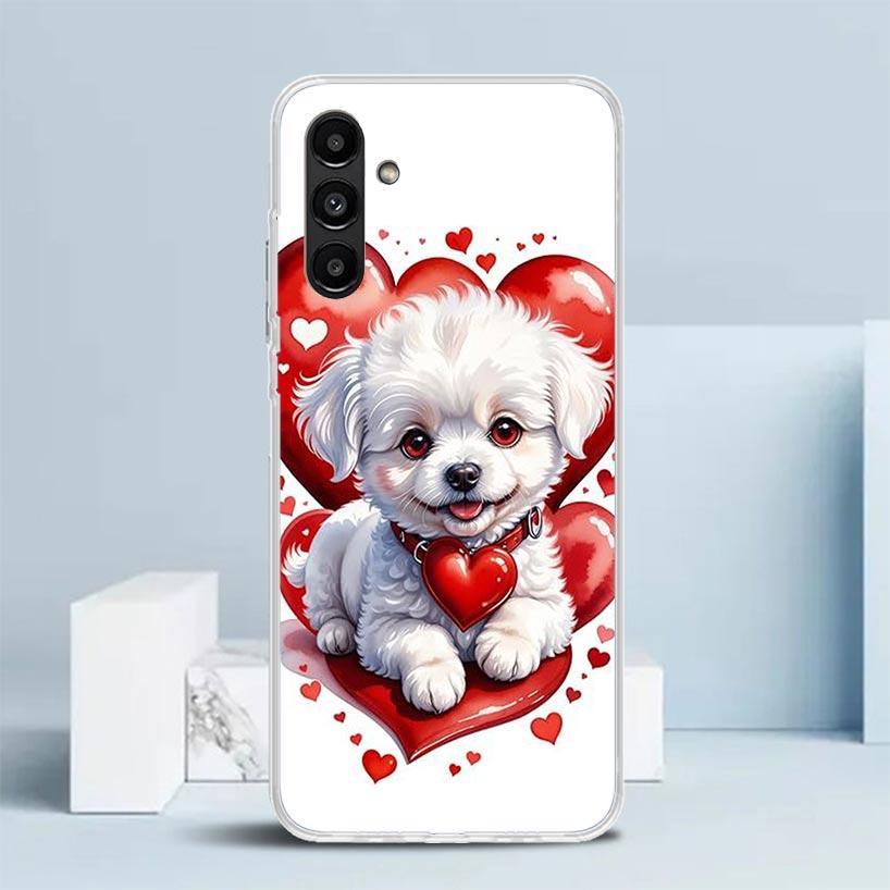Lovely Puppy Heart Dogs Phone Case For Samsung Galaxy A17 A37 A57 A16 A15 A14 A13 A56 A55 A54 A53 A36 A35 A34 A33 A26 A25 A24 A2