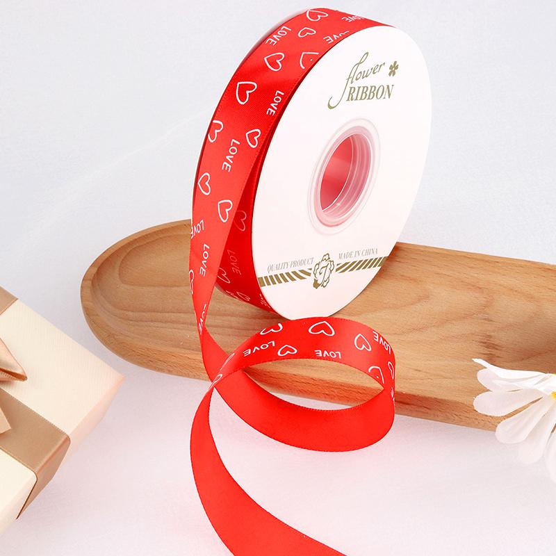 1 rolă pentru Ziua Îndrăgostiților Panglică din satin Panglici cu inimă pentru cadou pentru petrecere Ambalaj pentru cadouri DIY dragoste imprimată Material de ambalare Decor buchet