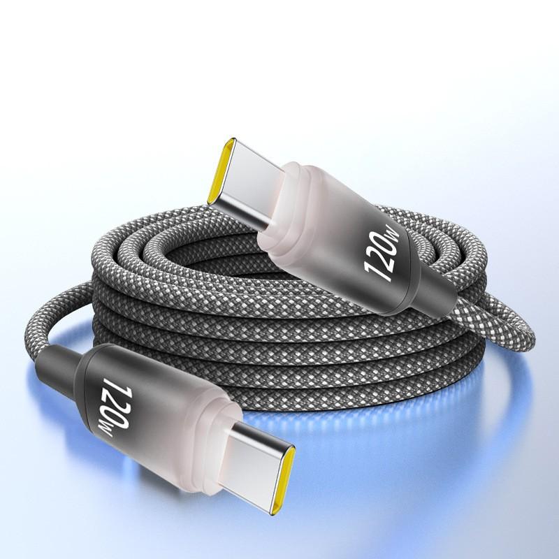 120W 6A USB C Cable for IPhone 16 15 Pro Plus Type C To Type C Fast Charging Cable for Xiaomi Samsung Huawei Gradient Color Wire