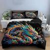 Colorful Dragon Artwork Decor Set Soft Comfortable Duvet Cover Bedding Set Included 1*Duvet Cover & 2*Pillowcases, Gift