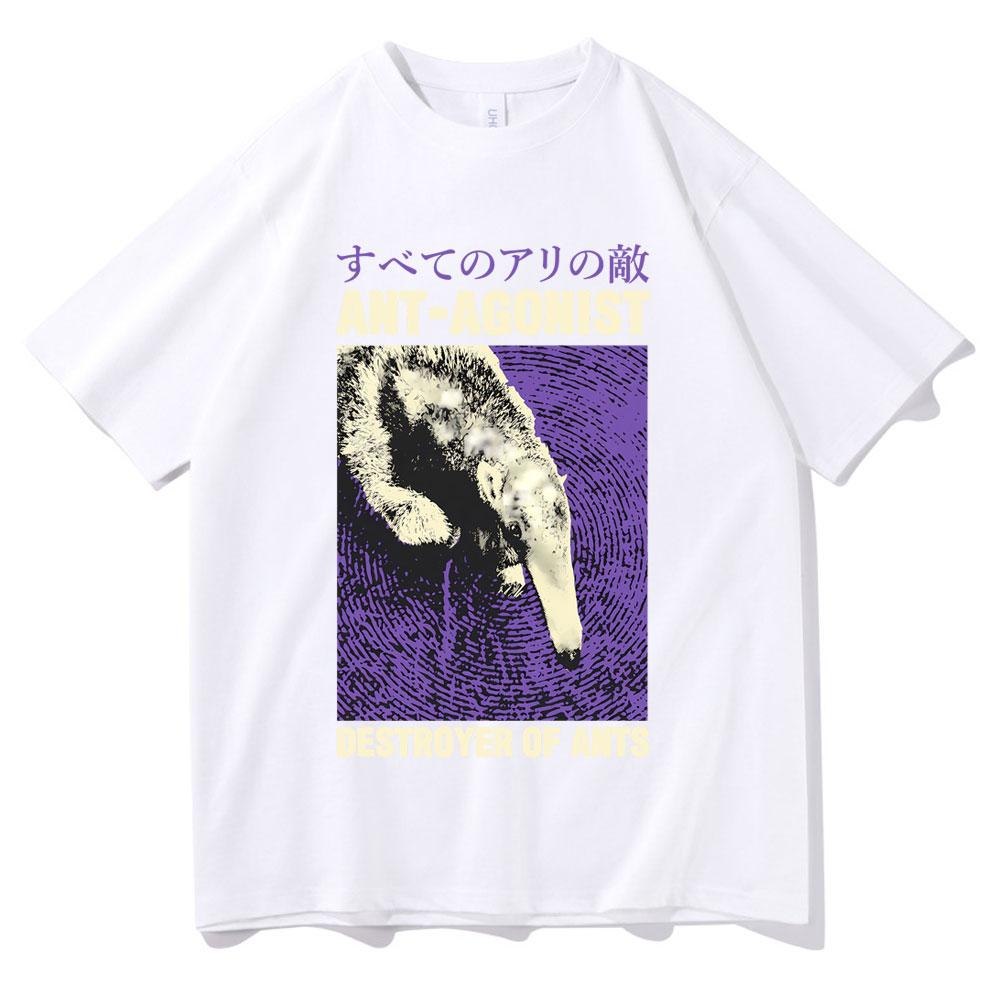 Ant Agonist Destroyer of Ants Tshirt Funny Meme Japanese Anteater Print Tshirt Men Women Casual Oversized Crewneck Short Sleeve