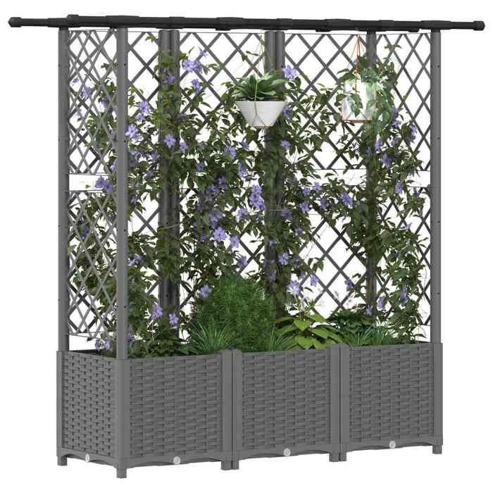 Lit de jardin surélevé - MAISON EXCLUSIVE - 163,5x40x136 cm - Treillis intégré - Toit suspendu - PP résistant UV