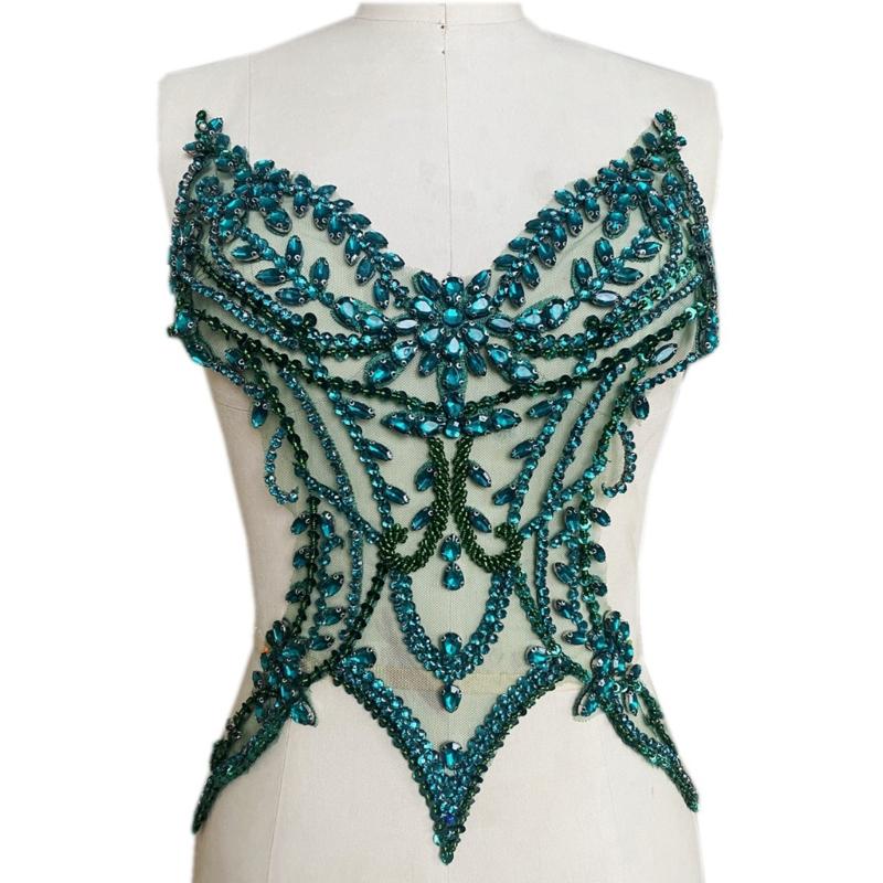 DIY Rhinestones Sew on Patches Hand Beaded Patches 3D Costumes Appliques Patches for Costums Wedding Dress