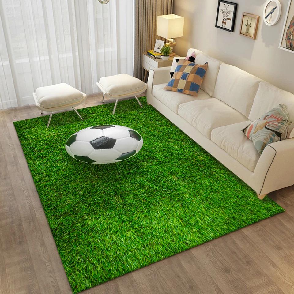 3D Football Printing Floor Mat Carpets for Living Room Soccer Field Area Rug Kids Bedroom Bathroom Mats Anti-slip Home Mat Rugs