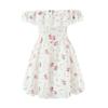 French first love princess sweet one-word shoulder bow floral lace waist dress women