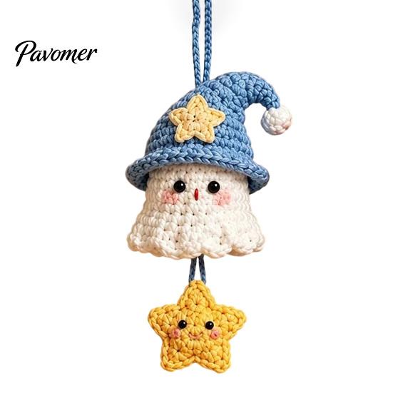 Cute Halloween Bag Charm Handmade Crochet Ghost Keychain, Plush Animal for Bags Portable Keychain Car Keys, Spooky Festive Knitted Ornament