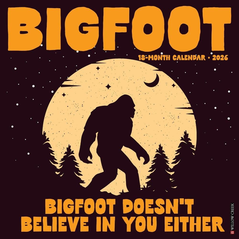 Willow Creek Press, Bigfoot 2026 Wall Calendar, 12 X 12 , 18-Month Calendar with Stapled Binding